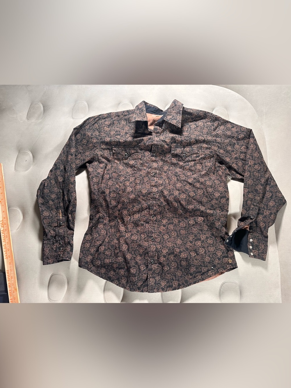 Stetson Black And Tan Long Sleeve Dotted Pearl Snap X-Large Western Shirt